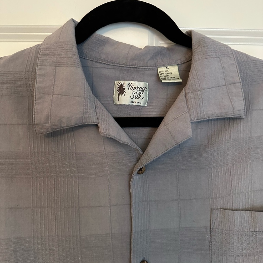 Vintage Silk Mens Gray Button Down Shirt size XL - Picture 4 of 5